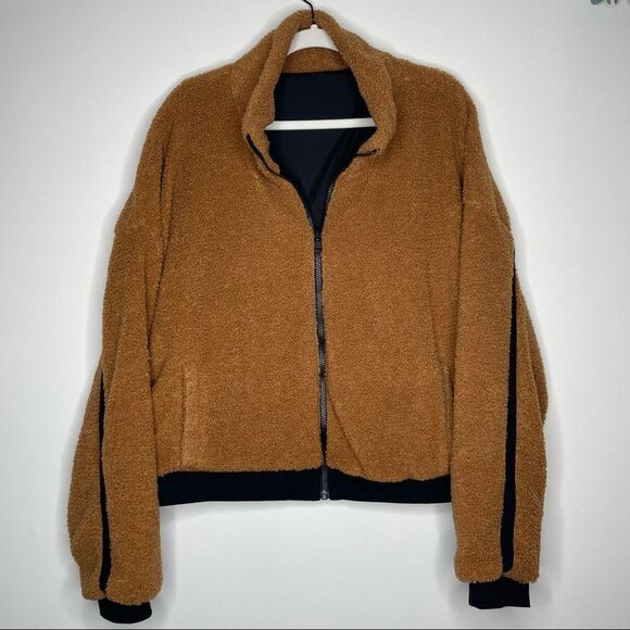 Fabletics Spencer Reversible Teddy‎ Jacket Cozy Fleece Cropped Rain XXL - Picture 1 of 11